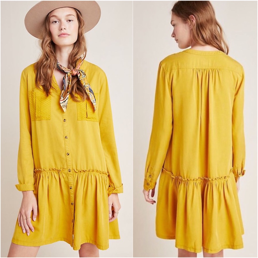 ANTHROPOLOGIE Maeve Marlowe Shirt Dress Tunic Hem